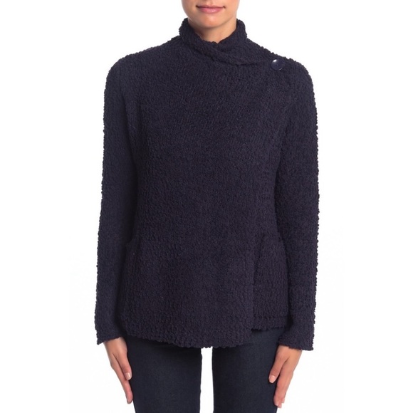 Bobeau Boucle Popcorn Draped Button Cardigan - Picture 2 of 4